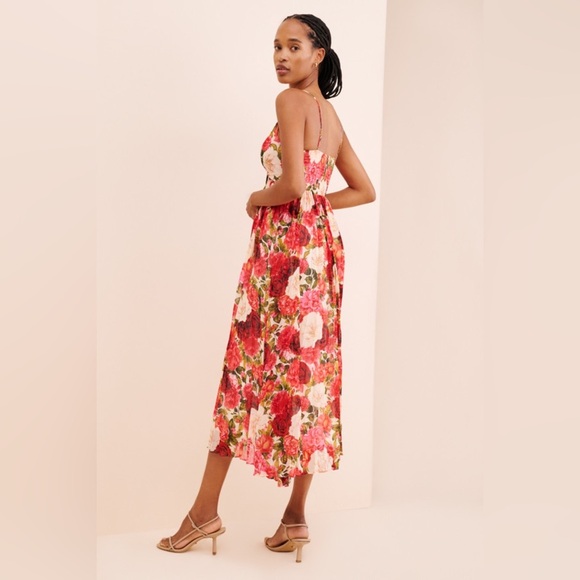 Anthropologie - Moon River - Pleated Floral Sleeveless Midi Dress - Picture 5 of 13